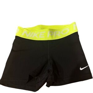 Nike Pro Black and Neon Yellow Shorts